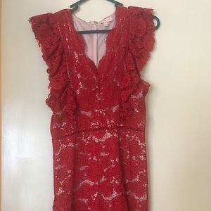 Red lace mini dress